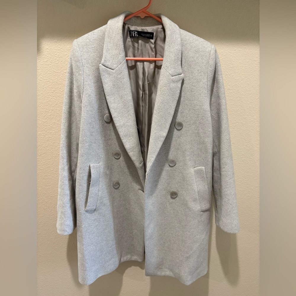 Zara Light Gray Textured Jacket